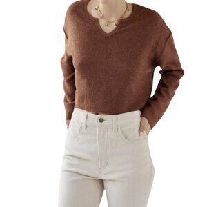 URBAN OUTFITTERS Parker Notched Long Sleeve Top Size S Originally $73